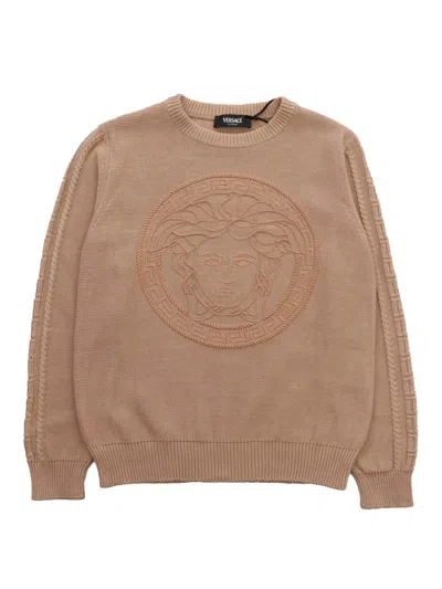 Versace Kids' Boys Beige Cotton Knit Sweater