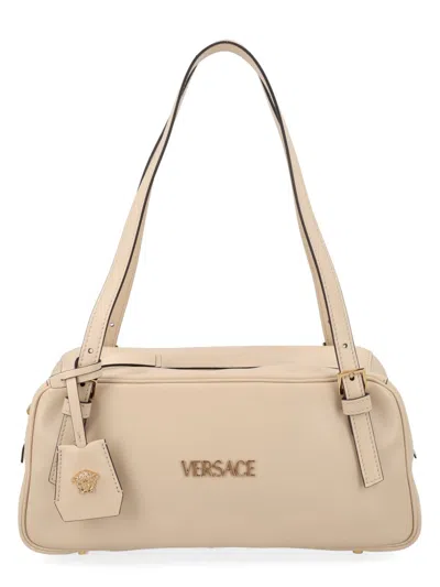 Versace Beige Tag Lamb Leather Shoulder Bag