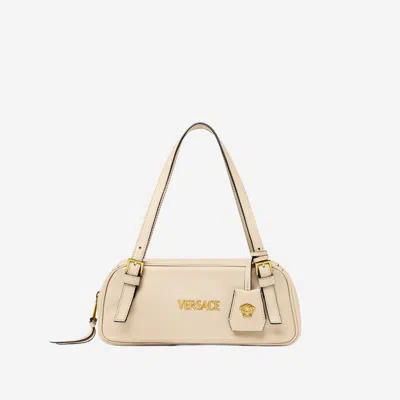 VERSACE WOMEN BEIGE TAG SHOULDER BAG, ONESIZE LUXURY SHOULDER BAGS FOR WOMEN DARVEYS