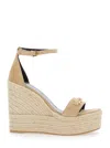 Versace Beige Wedges With Adjustable Buckle Closure And Medusa Plaque On The Front In Leather Woman In Neutral