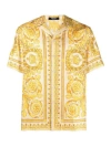 VERSACE BEIGEYELLOW SIGNATURE BAROCCO PRINT SHIRT