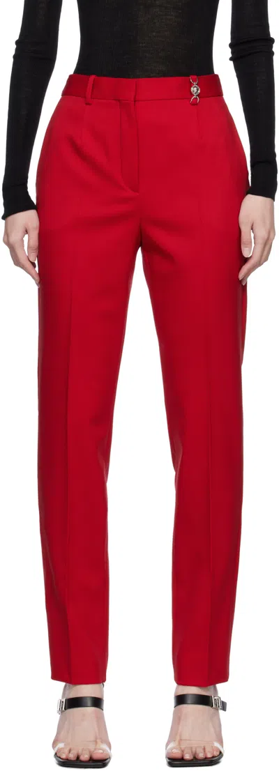 Versace Belt-loop Casual Pants In Red