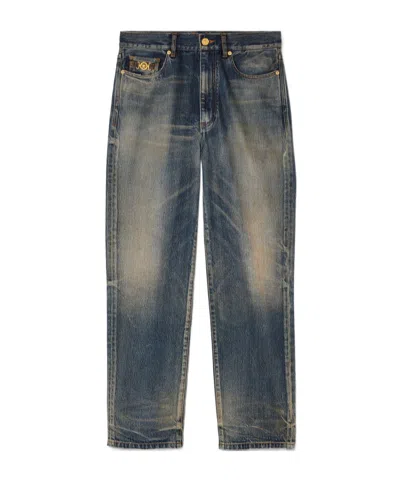 Versace Made In Japan Pencil-fit Jeans In Blue