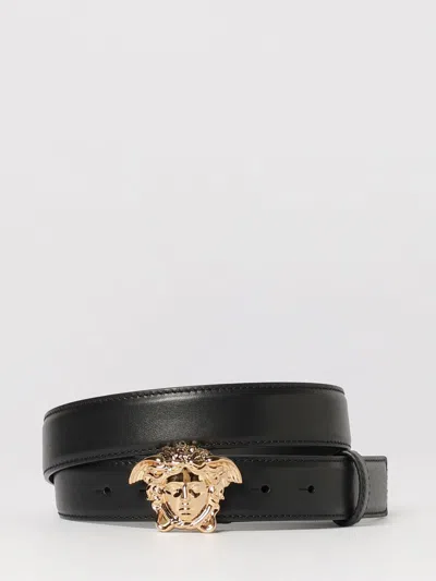 Versace Medusa Leather Belt In Black