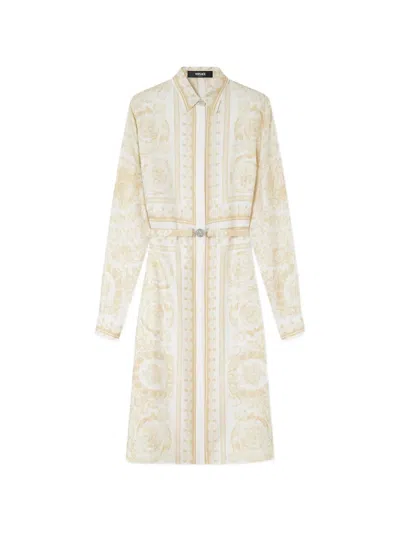 Versace Belt Print Dress In Neutral