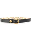 Versace Belt With Greek Key Buckle In Black