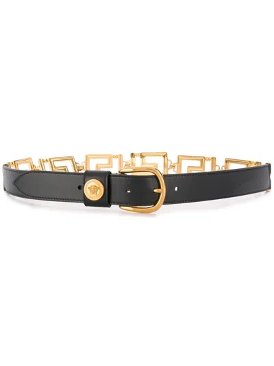 VERSACE BELT WITH GREEK KEY BUCKLE