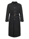 Versace Wild Cats Gabardine Trench Coat In Black