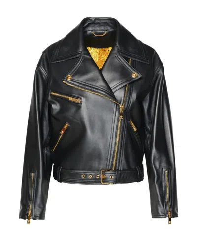 VERSACE VERSACE LEATHER BIKE JACKET