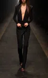 Versace Belted Stretch-wool Gabardine Skinny Pants In Black