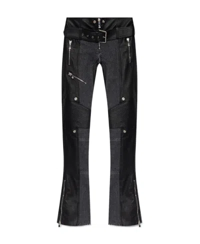 Versace Belted Zip-cuff Flared Trousers In Black