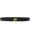 Versace La Medusa Leather Belt Man Belt Black Size 39.5 Calfskin In Black
