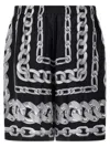 Versace Men Medusa Chains Silk Shorts In Black