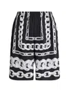 Versace Men Medusa Chains Silk Shorts In Black