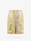 Versace La Coupe Des Dieux Print Silk Shorts In Gold