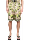 Versace Masks Knee Length Graphic Print Shorts In Green
