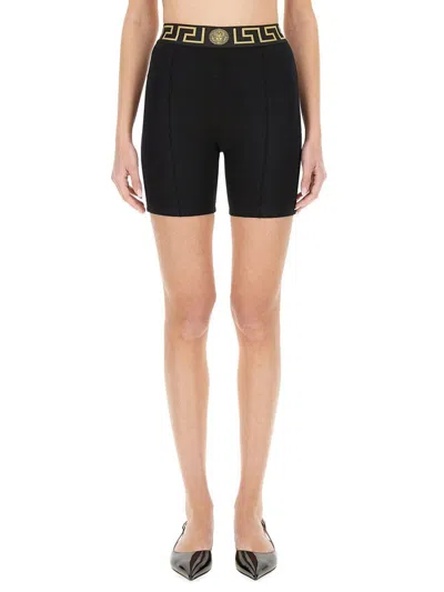 Versace Bermuda Shorts With Greek Border In Black