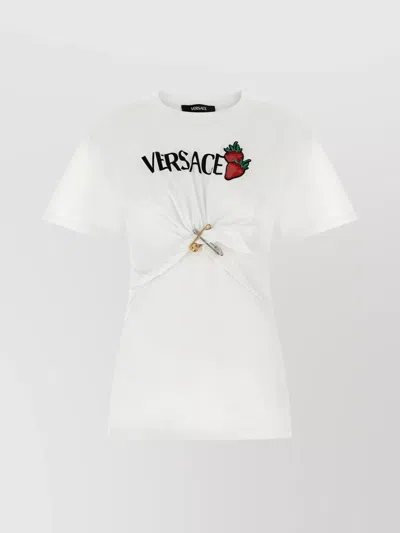 VERSACE 'BERRY' EMBROIDERED KNOT T-SHIRT