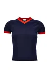 Versace Bi-color Cotton-cashmere Sweater In Blue