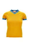 Versace Bi-color Cotton-cashmere Sweater In Yellow