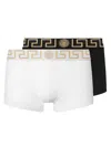 Versace Boxer Briefs Contrast Waistband Elastic Two Pack In White