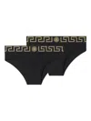 Versace Bi-pack Cotton Briefs In Black