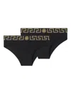 Versace Bi-pack Cotton Briefs In Black