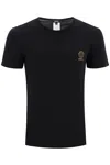 Versace White Crewneck T-shirt With Medusa Print On The Front In Cotton Stretch Man In Black