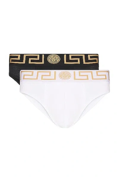 Versace Bi-pack Slip Jersey Underwear In Multi