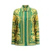 Versace Formal Shirt Twill Silk Fabric With Baroque Herita In Multi