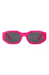 Versace Biggie 53mm Round Sunglasses In Fuchsia Fluo/grey