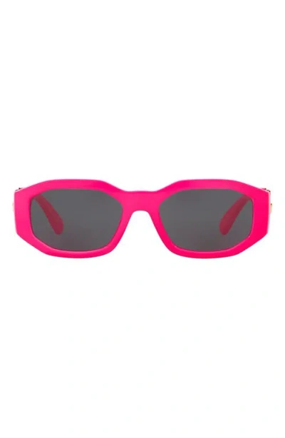 Versace Eyewear Rectangular Frame Sunglasses In Fuchsia / Gray