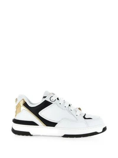 Versace Biggie Basket Leather Sneakers In White