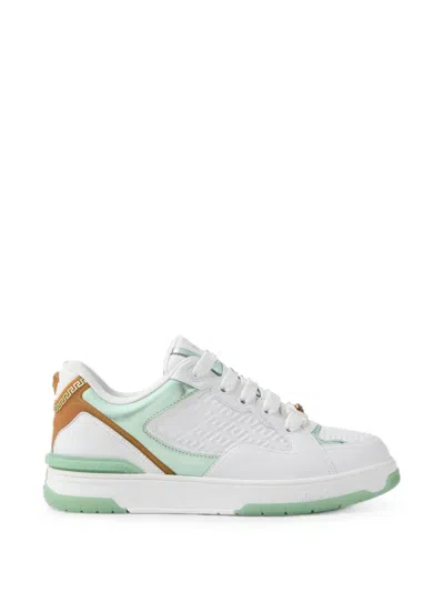 Versace Biggie Basket Leather Sneakers In White