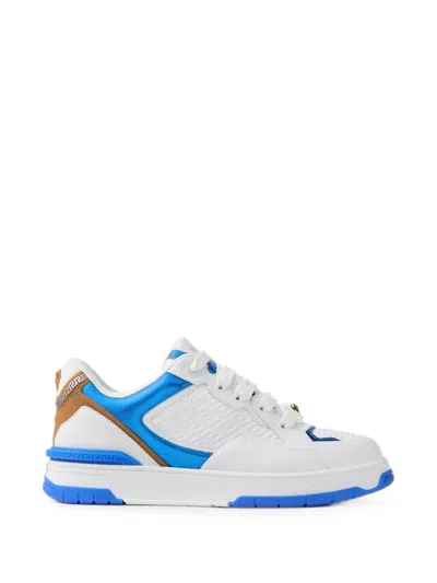 Versace Biggie Basket Leather Sneakers In White