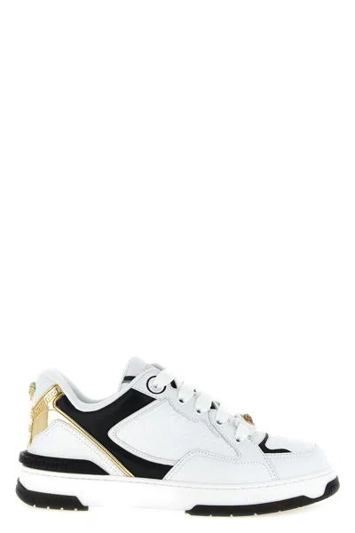 Versace Biggie Basket Leather Sneakers In White