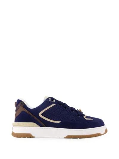 Versace Biggie Greca-pattern Suede Sneakers In Multi