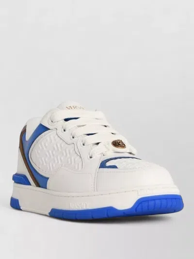 Versace Biggie Leather Sneakers Round Toe Design Rubber In White