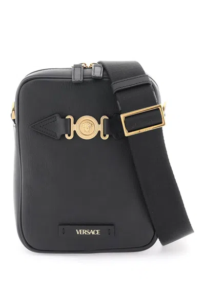Versace Biggie Medusa Messenger Bag In Black