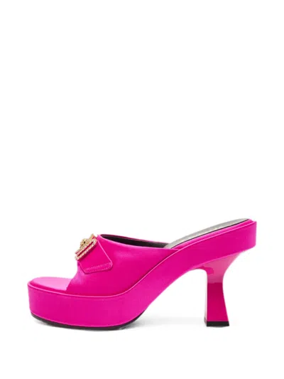 Pre-owned Versace Biggie Medusa Platform Sandals In Pink