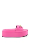 Versace Medusa Biggie Satin Platform Slides In Pink Paradise-oro
