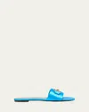 Versace Biggie Medusa Slides In 1vb7v-mediterranean Blue- Gold