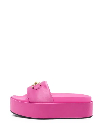 Pre-owned Versace Biggie Platform Sandals In Pink