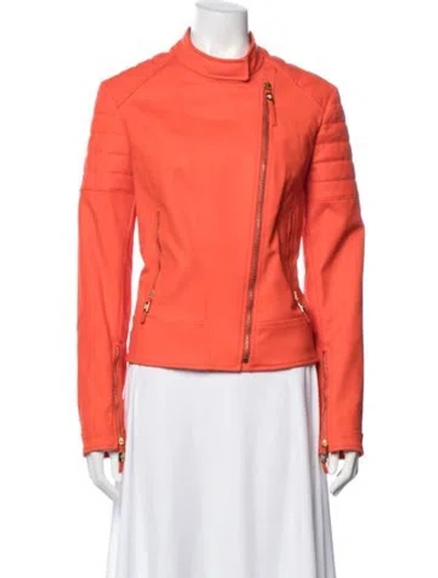 Pre-owned Versace Biker Jacket In Orange