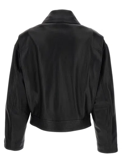 Versace Biker Leather Jacket In Black