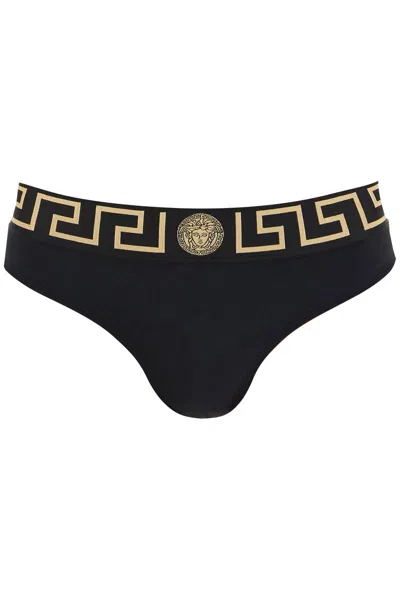 Versace Bikini Bottom With Greek Border Women In Black