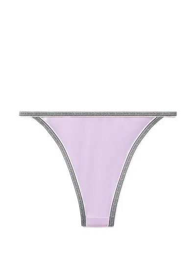Versace Bikini Bottoms With Embroidered Logo In Purple