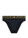 Versace Bikini Bottoms With Logo Band In Black