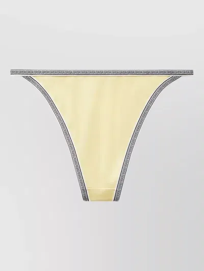 Versace Bikini Brief High Leg Logo Embroidery In Multi