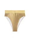 Versace Women Greca Border Bikini Bottoms With Metallic Finish In Gold